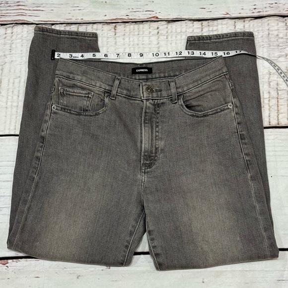 EXPRESS TAPERED ANKLE HIGH RISE women’s JEANS in grey size 4R Mom Jeans EUC - Picture 14 of 14